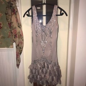 Sue Wong beaded/feather dress
